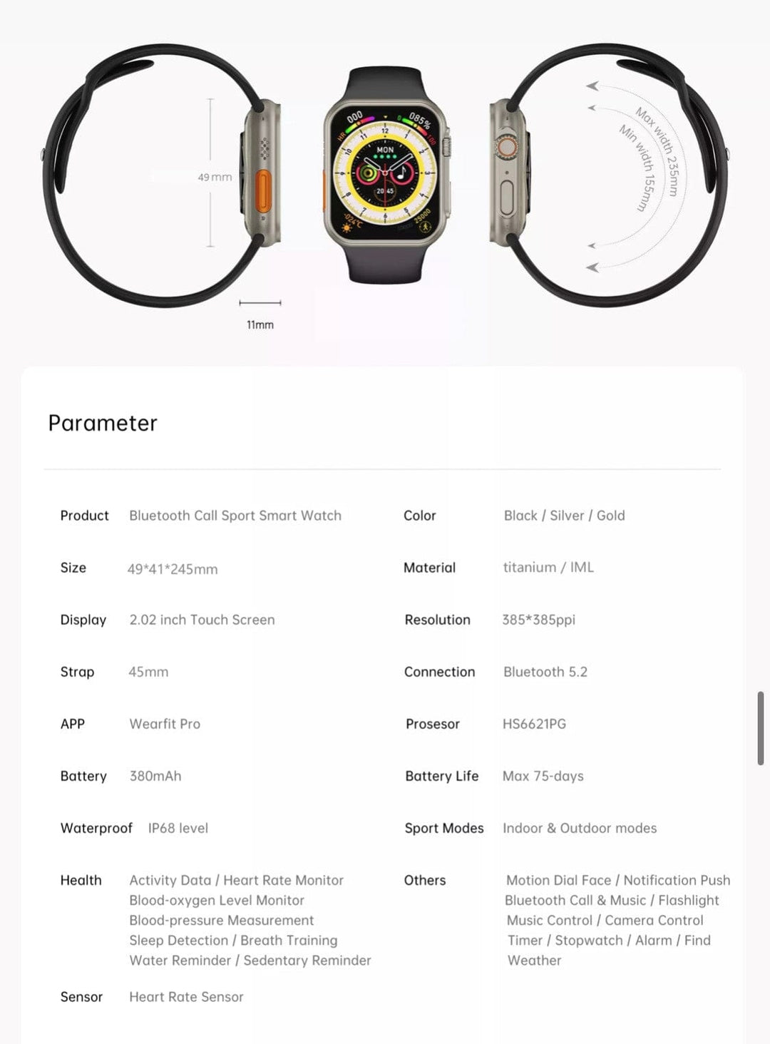 Smart Watch South Africa Watches Black N8 Ultra  Black