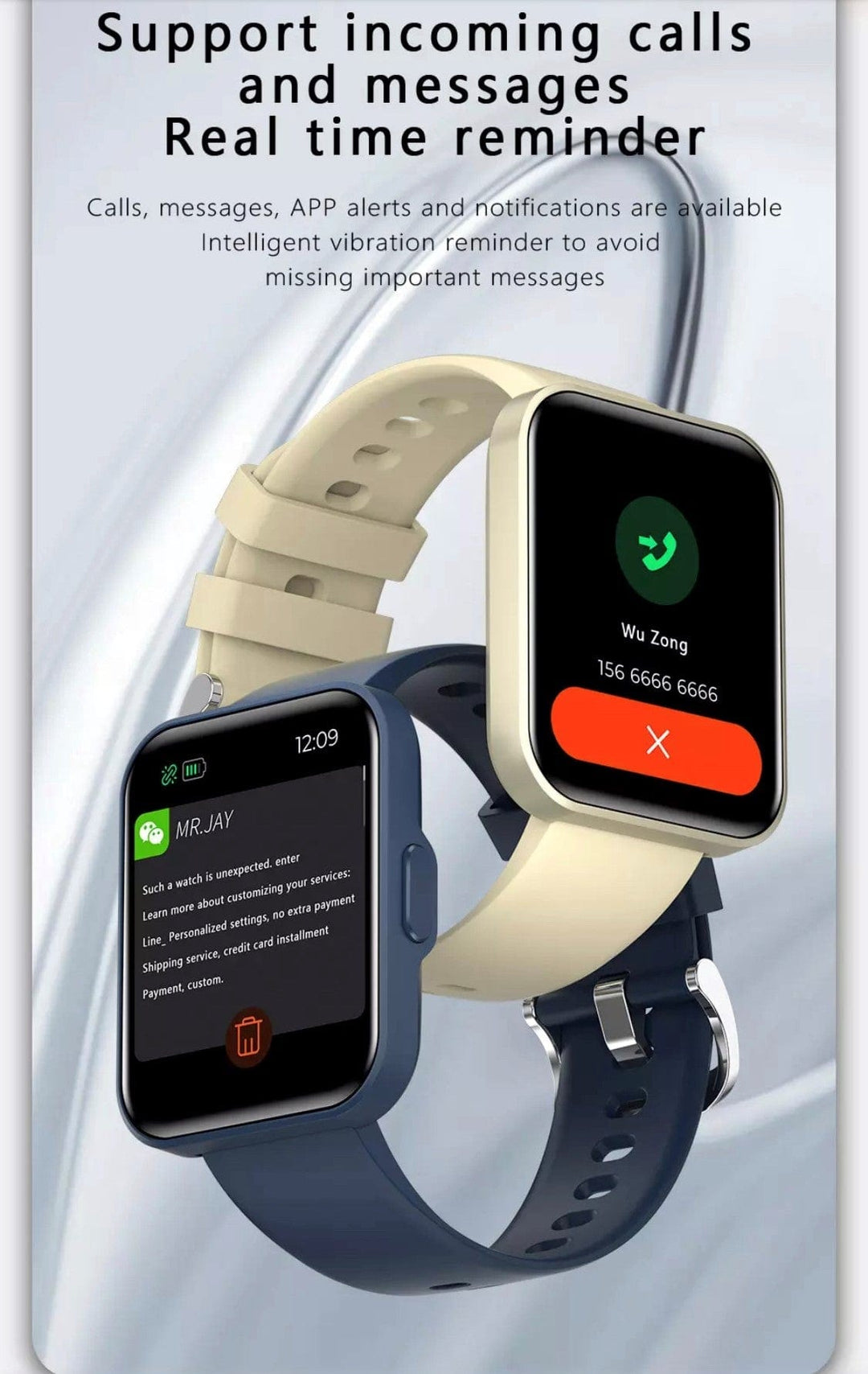 SMARTOBY 1.69 Inch HD Black Extra Straps