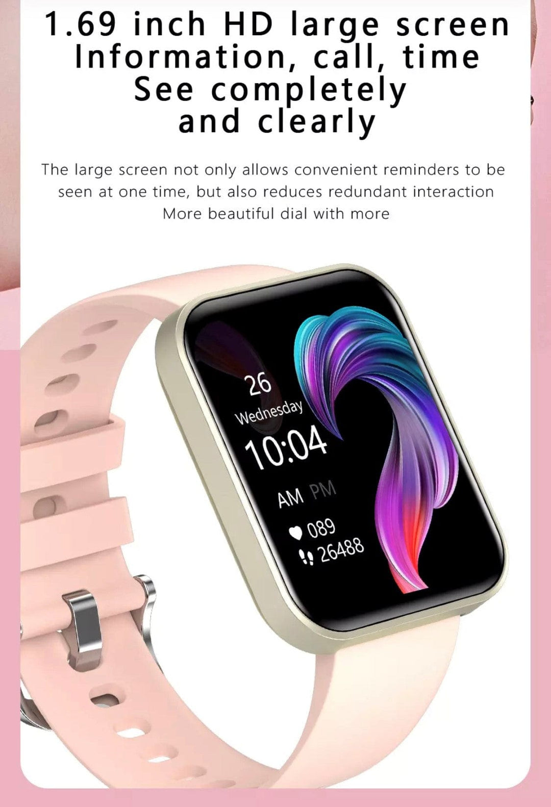 Smart Watch South Africa Watches Pink SMARTOBY 1,69 Inch HD Pink Extra Straps Availible