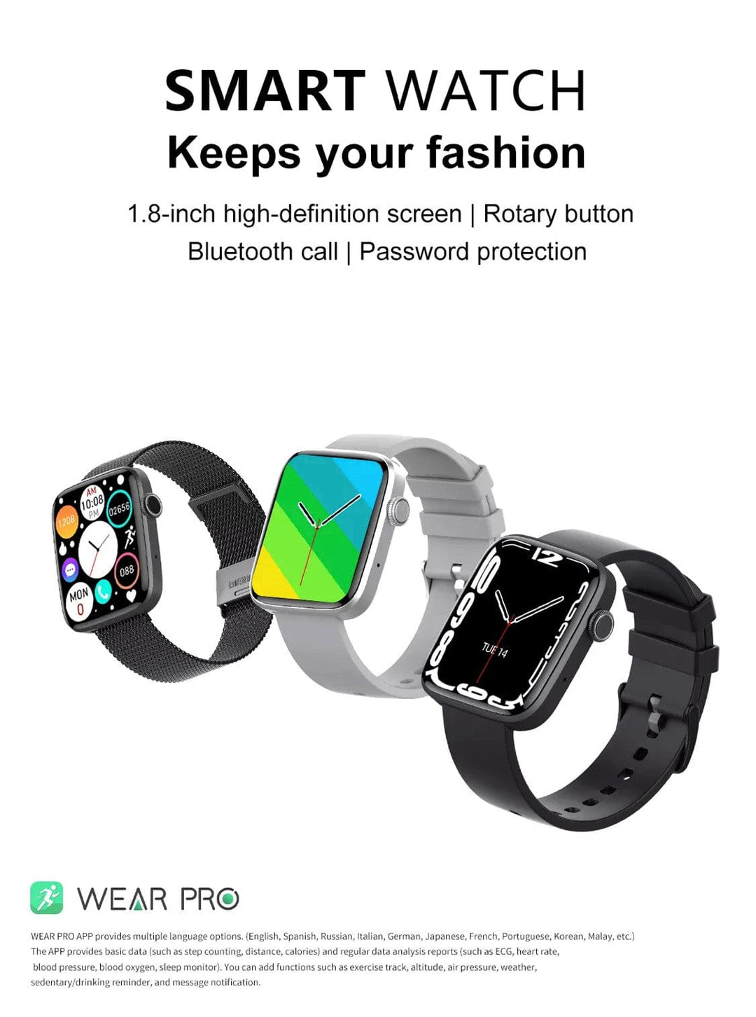 Smart Watch South Africa Watches Silver Smartoby WearPro Series 7 Silver Extra Straps Availible